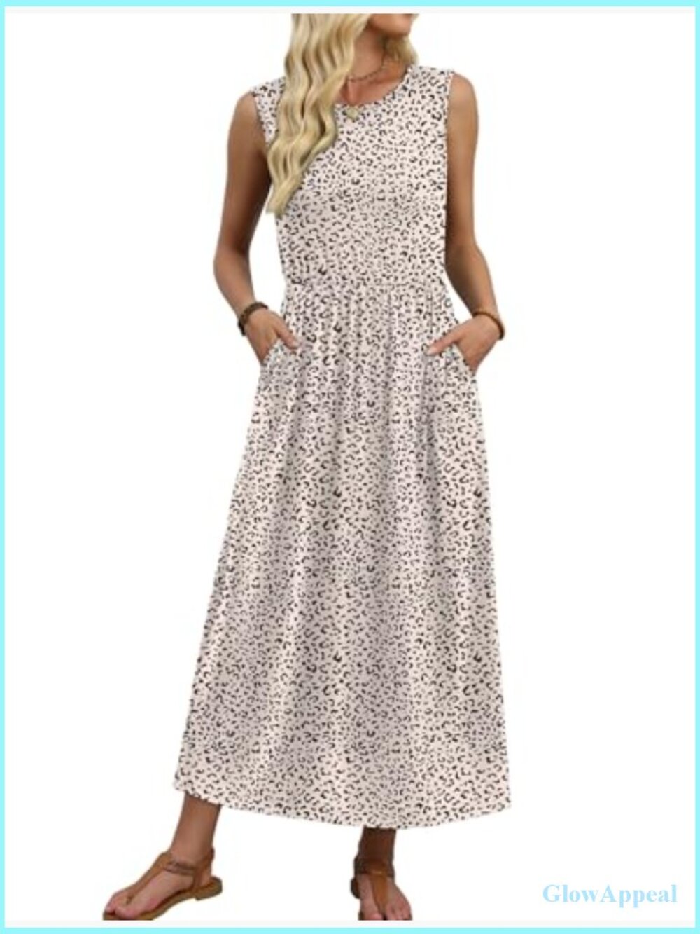 Maxi Dress Long Flowy A-Line Sleeveless Sundress with Pockets - Picture 3 of 5